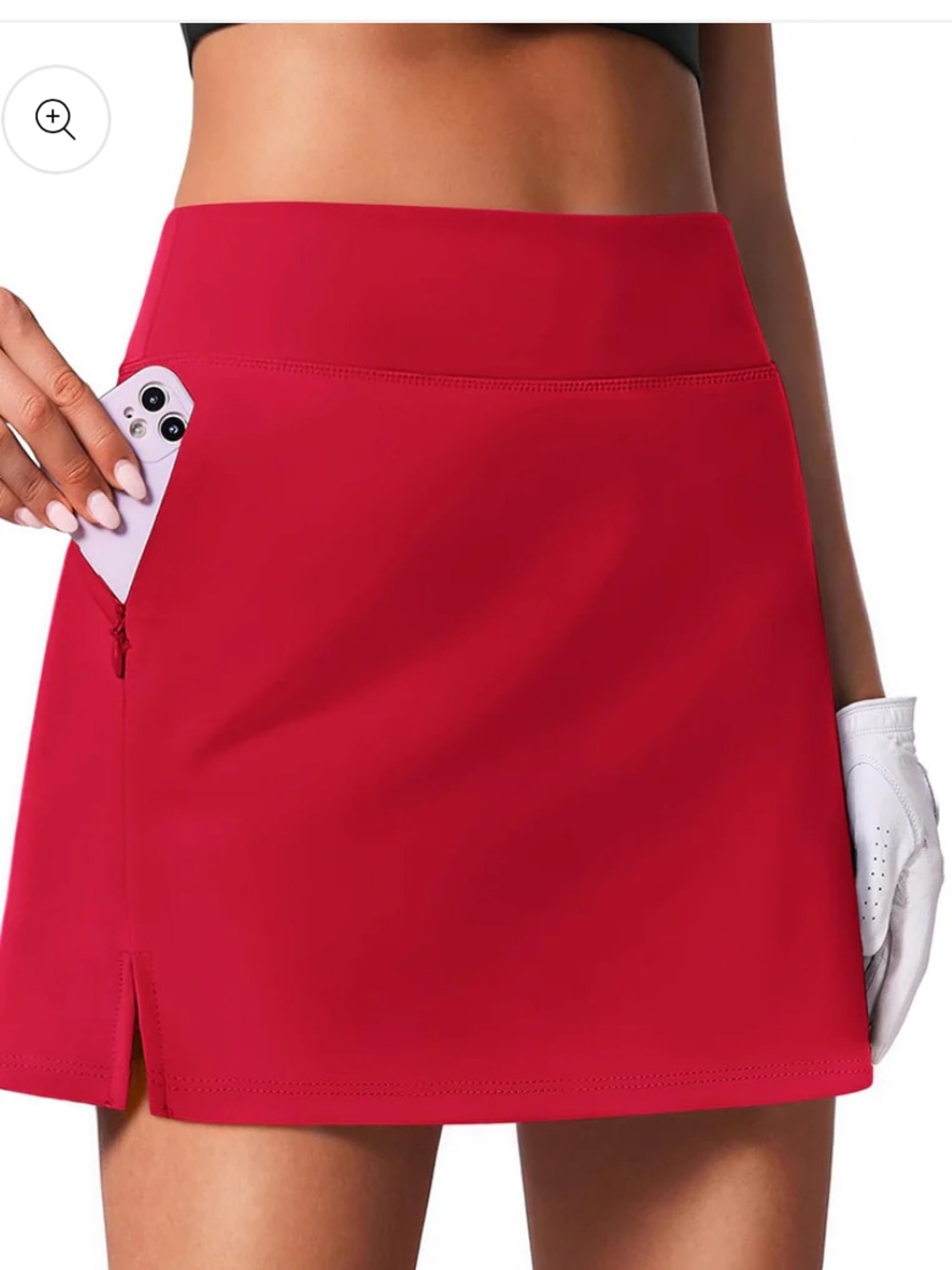 High-Waisted Red Golf Skort with Side Pockets